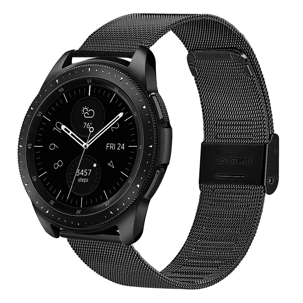 [Australia - AusPower] - Compatible with Samsung Galaxy Watch 46mm Bands&Gear S3 Frontier Classic Smartwatch Band，22mm Mesh Woven Stainless Steel Strap Watch Band Compatible with Samsung Galaxy Watch 46mm Band Black 