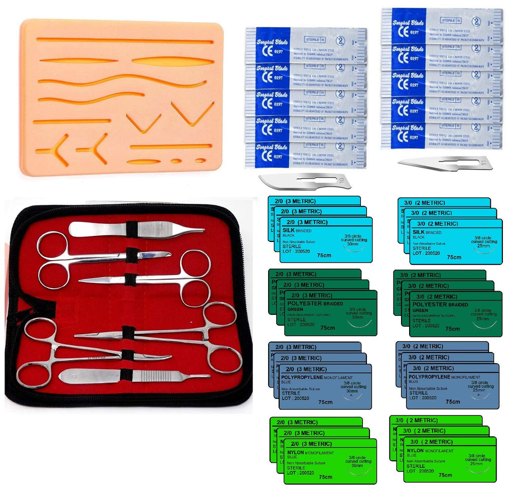 [Australia - AusPower] - Suture Practice Kit for Training Medical Students, 42 Pieces, with Suture Threads and Needles, 