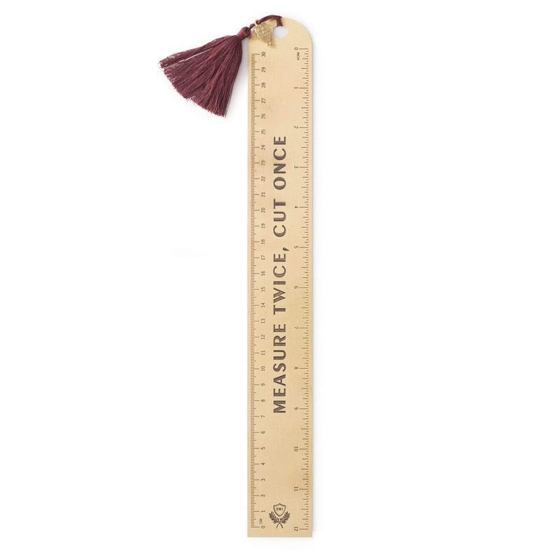 [Australia - AusPower] - DesignWorks Ink Copper Ruler with Charm & Tassel, 12-Inch, Gold/Burgundy - Measure Twice, Cut Once 