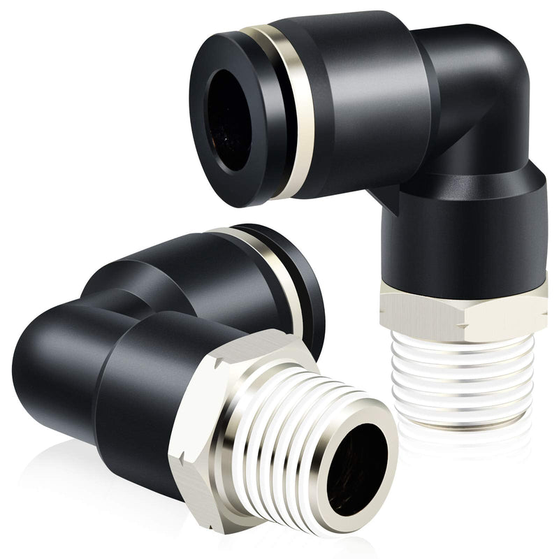 [Australia - AusPower] - TAILONZ PNEUMATIC Male Elbow 1/4 Inch Tube OD x 1/4 Inch NPT Thread Push to Connect Fittings PL-1/4-N2 (Pack of 2) 1/4''OD 1/4''NPT 