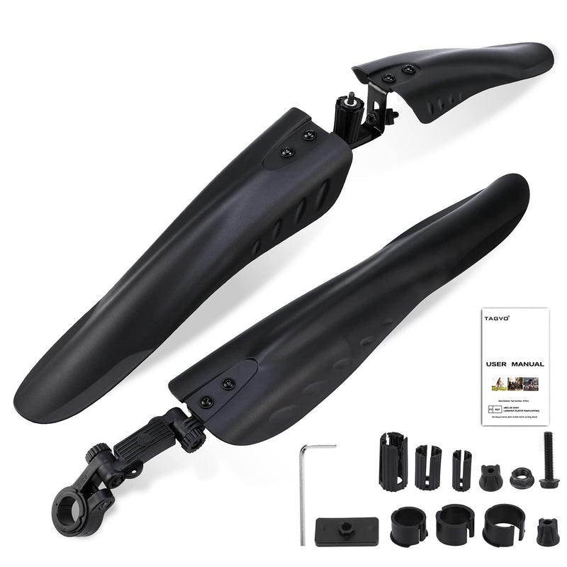 [Australia - AusPower] - TAGVO Bike Mudguard Set for 24/26/27.5 inch, 3 Parts-Universal Full Cover Thicken Widen Bicycle Fenders Set Mountain Bike Front and Rear Mud Guard Adjustable Bike Fender Mudflap for MTB Road Bike black 