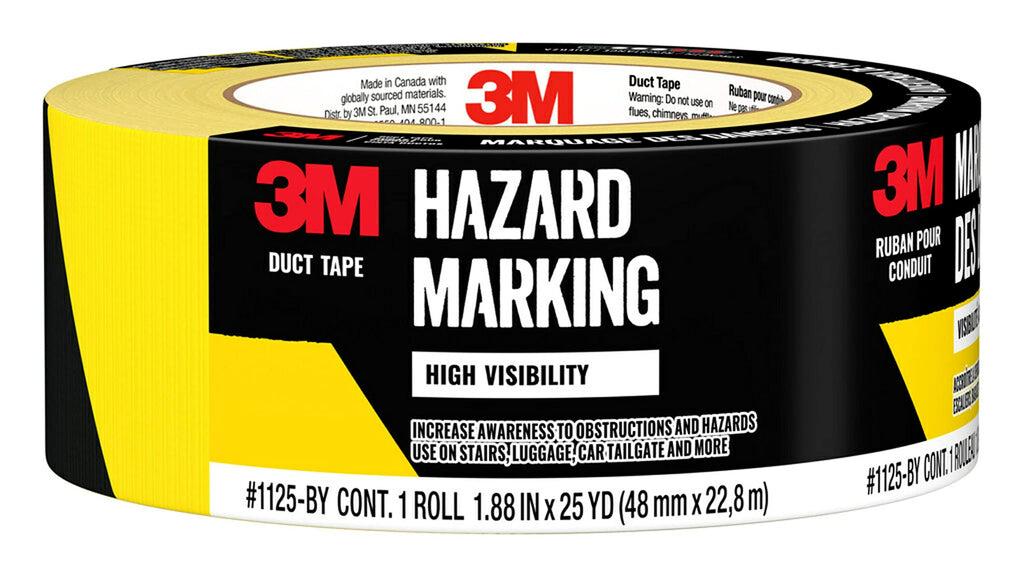 [Australia - AusPower] - 3M 1125-BY Hazard Marking Duct Tape, Black & Yellow, 1.88 inches by 25 Yards, 1 roll Yellow & Black 