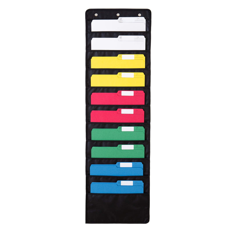 [Australia - AusPower] - WallDeca Hanging File Organizer | Black, Letter-Sized, Storage Pocket Chart for Office, Home and Classroom (10 Pockets - Original) 