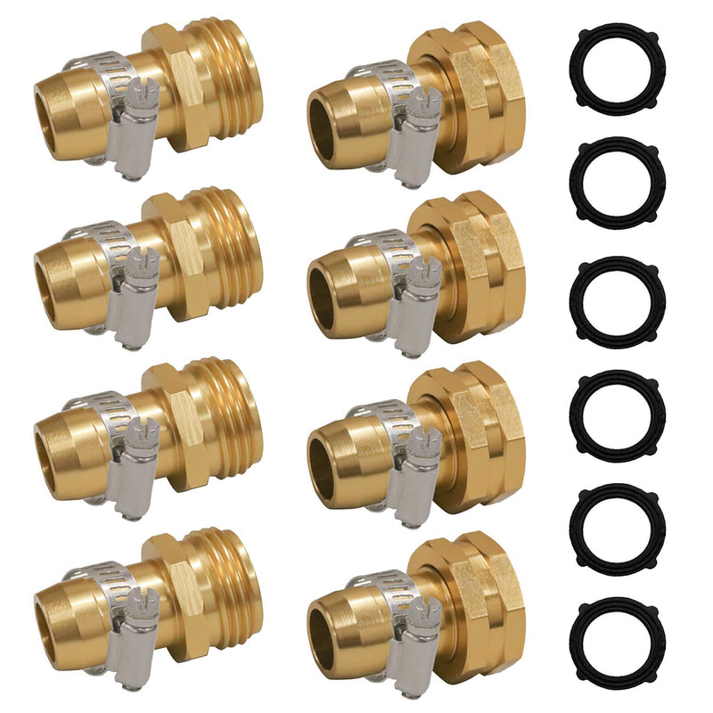 [Australia - AusPower] - Hourleey Garden Hose Repair Connector with Clamps, Fit for 3/4" or 5/8" Garden Hose Fitting, 4 Set 4-Set 