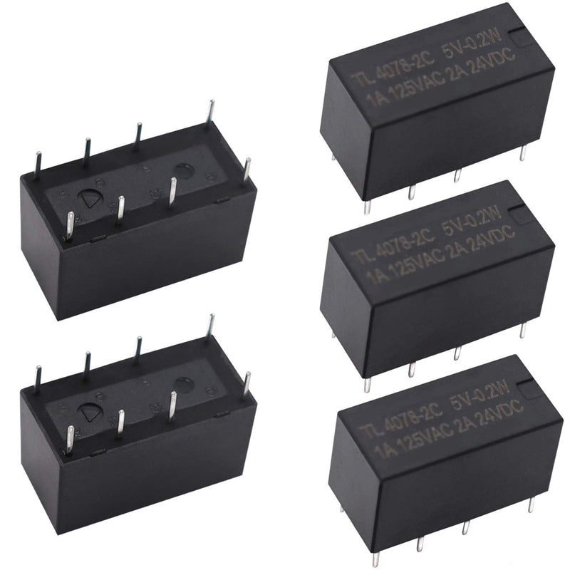 [Australia - AusPower] - Tnisesm/5pcs Coil DPDT PCB Power Relay DC 5V 8 Pins Mini Power Relay PCB Relay 4078F-8P-5V-BK 