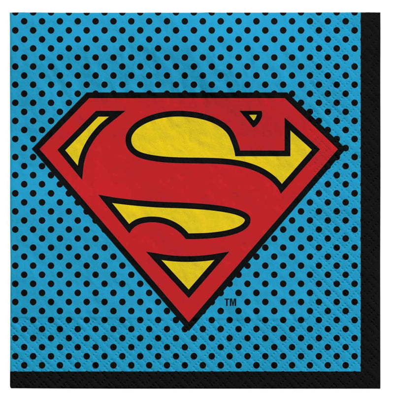 [Australia - AusPower] - Justice League Superman Luncheon Paper Napkins - 6.5" x 6.5" | Multicolor | Pack of 16 