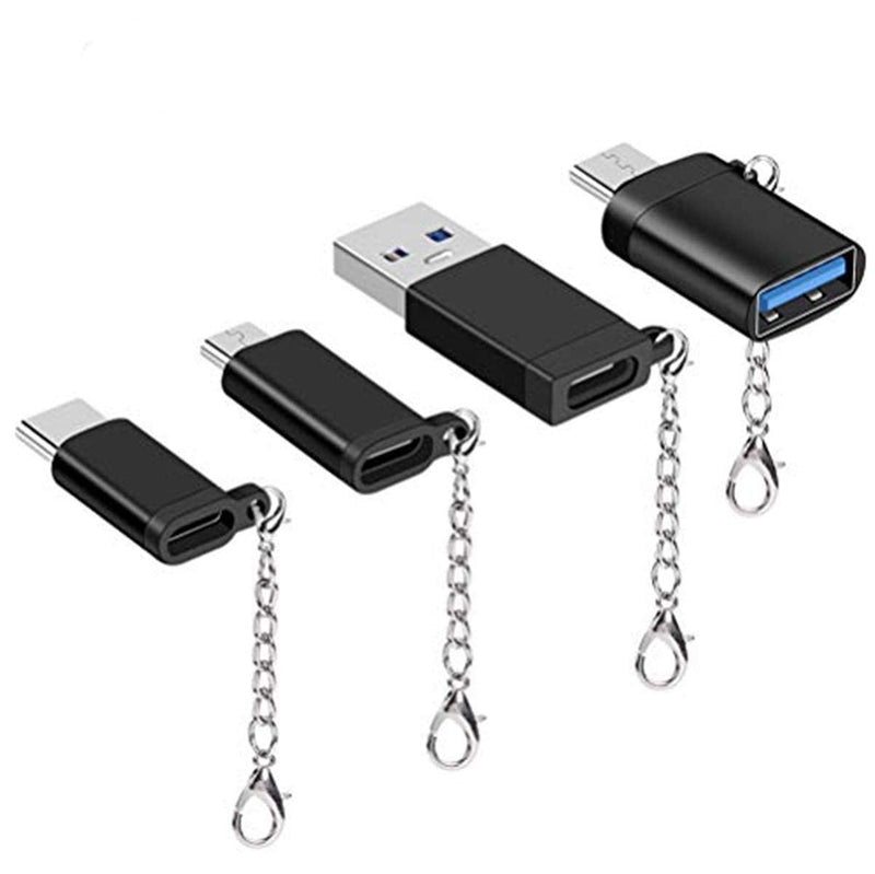 [Australia - AusPower] - USB C Adapter 4Pack Micro USB to USB C Adapter USB C to USB-A USB C to USB Converter Type c Adapter OTG USB Type C Adapter Portable Key Fob for Huawei Mate Galaxy LG 4usb type c kit 