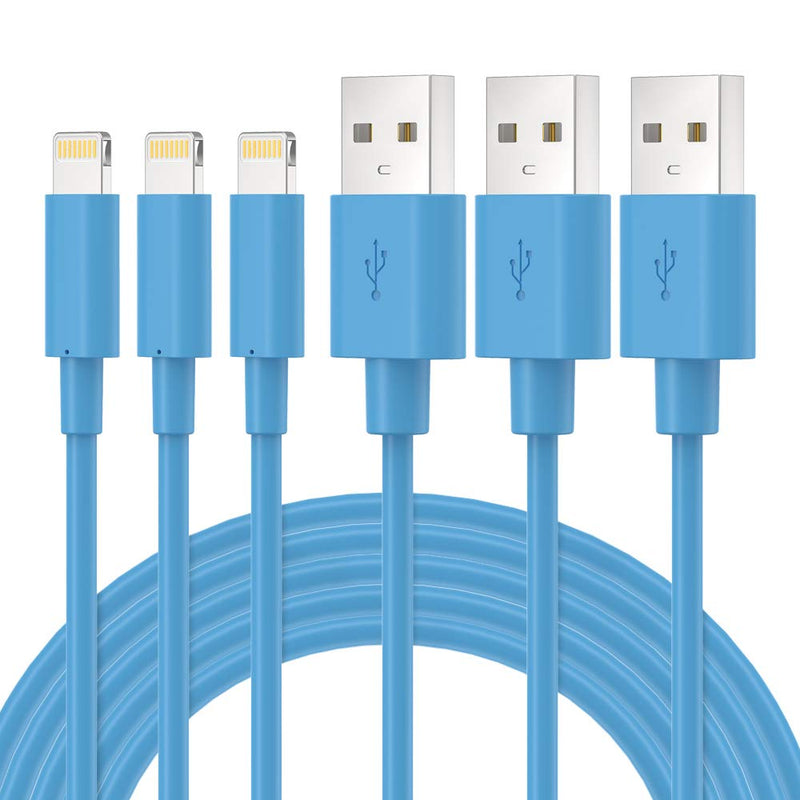[Australia - AusPower] - MFi Certified Lightning Cable - Novtech 3Pack 3FT iPhone Charger Cable - iPhone USB Charging Sync Cable for iPhone 11 Pro XR Xs Max X 8 Plus 7 Plus 6S Plus 6 Plus 5S 5C 5 SE iPod iPad Air Pro - Blue 