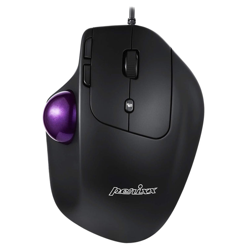 [Australia - AusPower] - Perixx PERIMICE-520 Wired USB Ergonomic Programmable Trackball Mouse, Adjustable Angle, 8 Button Design, Black (PM-520-11447) 