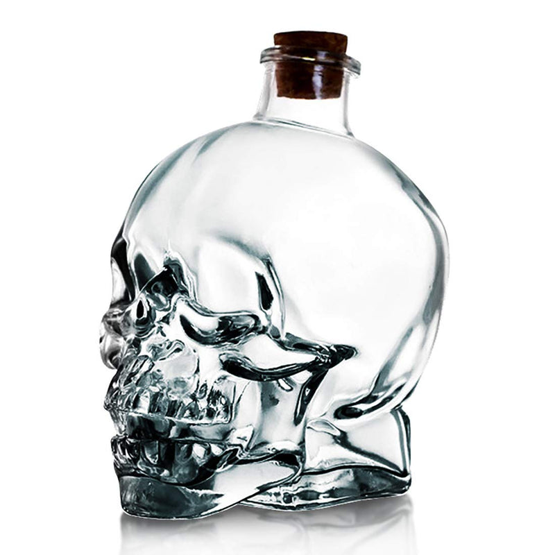 [Australia - AusPower] - KUKI Personalized Skull Whiskey Glass Decanter Bottle with Airtight Geometric Stopper - Whiskey Decanter for Wine, Bourbon, Brandy, Liquor, Juice, Water, Mouthwash Gift for Men (13.5oz) 13.5oz 