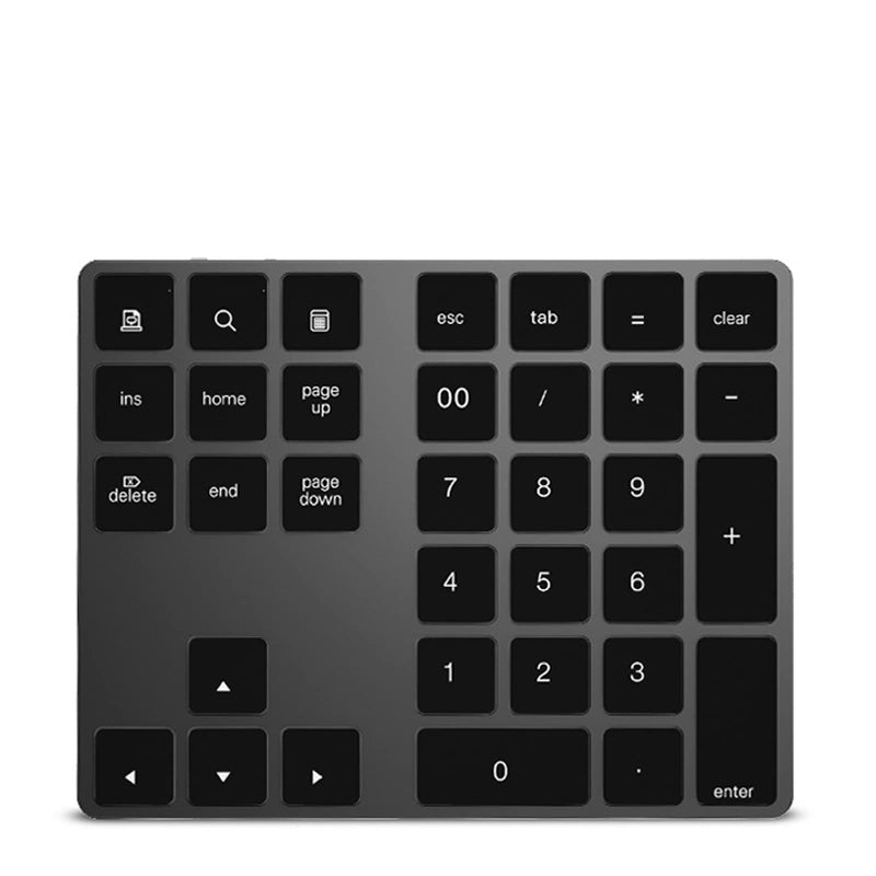[Australia - AusPower] - Wireless Number Pad,34 Key Numeric Keypad Rechargeable Bluetooth Number Keyboard with USB Type-C Hub Slim 34-Keys External Numpad Keyboard Data Entry, for Windows, OS, Android(Black) 