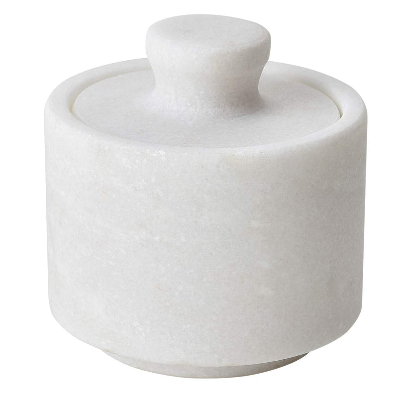 [Australia - AusPower] - White Marble Salt Cellar Keeper With Lid 