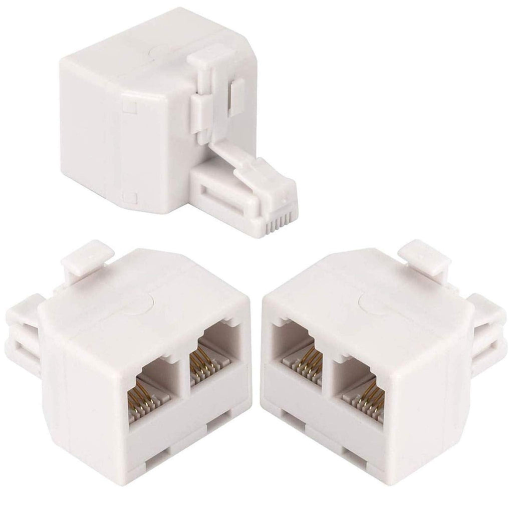 [Australia - AusPower] - Telephone Splitters,RJ11 6P4C Duplex Wall Jack Adapter Dual Phone Line Splitter Wall Jack Plug 1 to 2 Modular Converter Adapter for Office Home ADSL DSL Fax Model Cordless Phone (Two Way-3 Pack-D) Two Way-3 Pack-D 