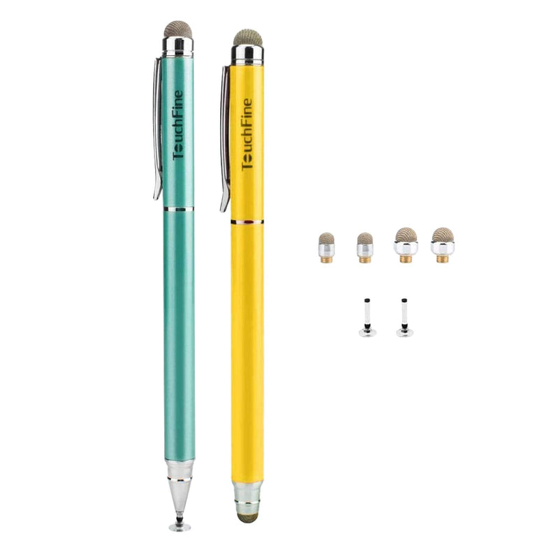 [Australia - AusPower] - Precision Disc Stylus Pen for Drawing +Fiber Tip Stylus pens for iPad,iPhone and All Capacitive Touch Screens,Tablet Stylus with Replaceable Tip-2Pack Peacock Green,Yellow 