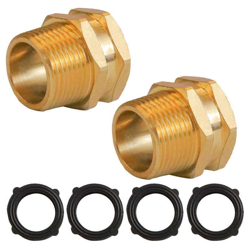 [Australia - AusPower] - Hourleey 3/4" GHT Female X 3/4" NPT Male Connector, GHT to NPT Adapter Brass Fitting, 2 Pack 