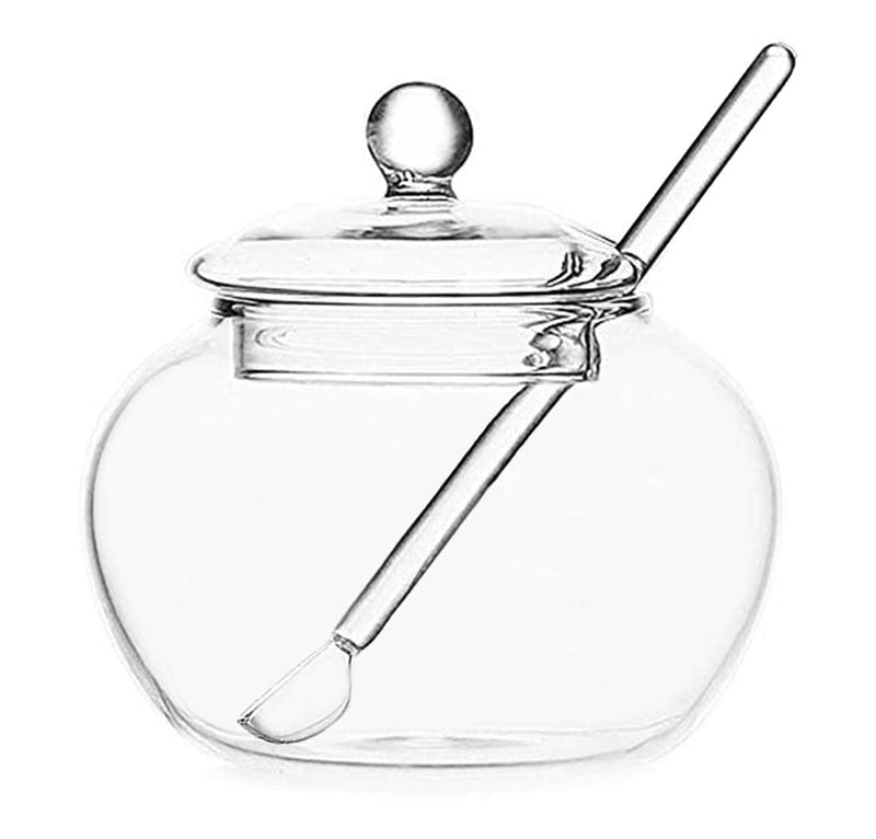 [Australia - AusPower] - 123Arts Clear Glass Sugar Bowl With Lid and Sugar Serving Spoon 