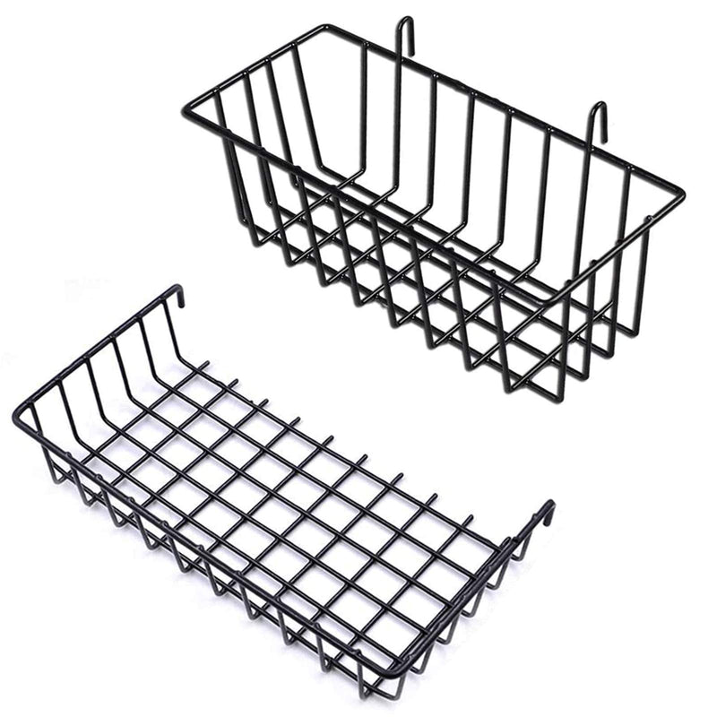 [Australia - AusPower] - GBYAN Wall Grid Accessories Wire Grid Baskets Shelf Organizer for Grid Panel Board, 2 Pack black 