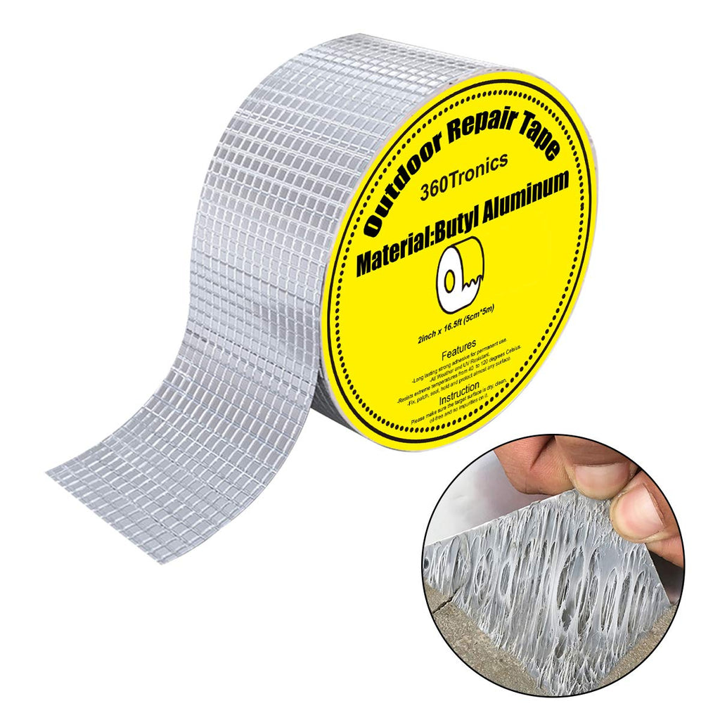 [Australia - AusPower] - Waterproof Butyl Tape 2"W X 16.4'L, Upgraded Outdoor Leak Proof Tape for Plastic and Metal Repairs, All-Weather UV-Resistant Patch Seal Strip for Pipe RV Awning Sail Roof Window HVAC Ducts 2 inch x 16.4 feet 