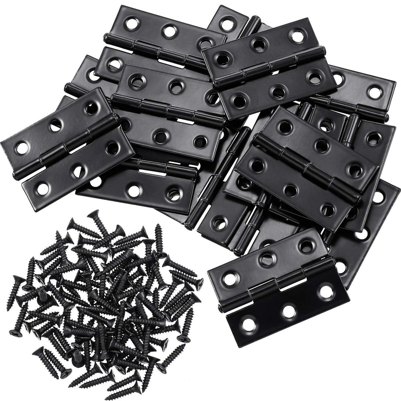 [Australia - AusPower] - 16 Pieces Small Door Hinges Stainless Steel Folding Butt Hinges Home Furniture Hardware Piano Cabinet Door Hinge with 96 Pieces Stainless Steel Screws 2 Inch Black 