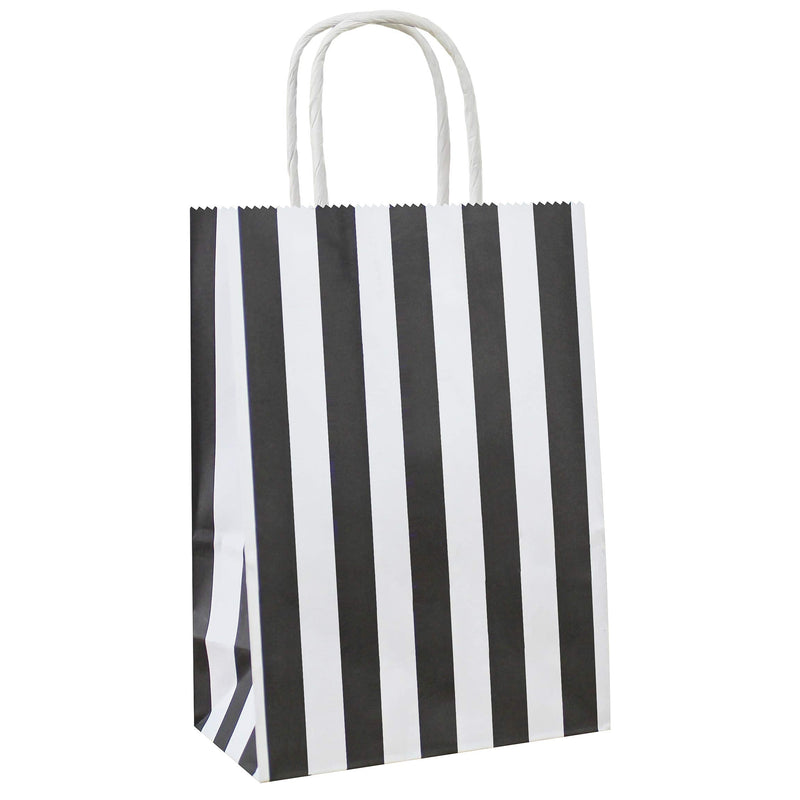 [Australia - AusPower] - 25 PCS Black and White Striped Gift Bags Small Kraft Paper Bags with Handles for Party Favor Supplies by ADIDO EVA (8.2 x 6 x 3.1 in) 8.2x6x3.1 Inch (Pack of 25) 