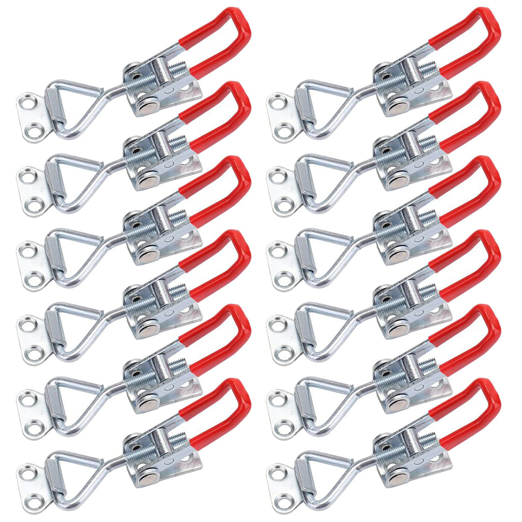 [Australia - AusPower] - Hedume 12 Pack Pull Latch, Metal Adjustable Door Cabinet Box Case Toggle Latch Hasps Toggle Clamp, 4001, 220Lbs Holding Capacity 