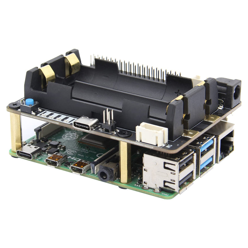 [Australia - AusPower] - Geekworm Raspberry Pi UPS, X728 V2.1 (Max 5.1V 6A) 18650 UPS & Power Management Board with AC Power Loss Detection, Auto On & Safe Shutdown Function for Raspberry Pi 4B/3B+/3B 