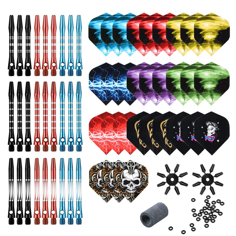 [Australia - AusPower] - Tezoro Dart Accessories Kit Including Aluminum Dart shafts,Dart Flights, Flight Savers, Sharpener, O-Rings -Bulk Pack of 104 Pieces 