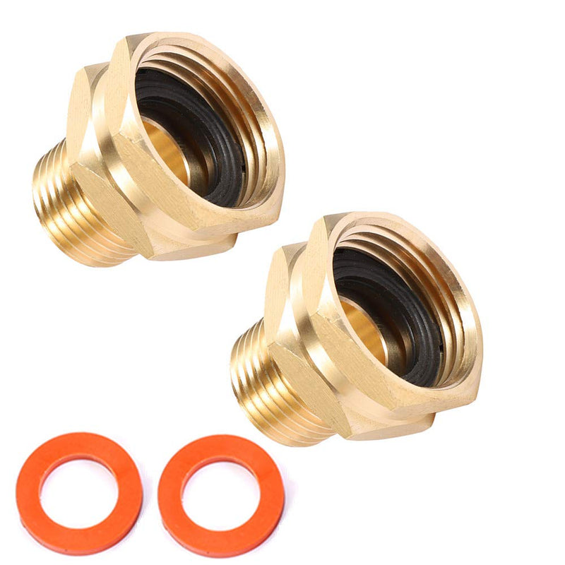 [Australia - AusPower] - Brass Garden Hose Adapter, 3/4” GHT Female x 1/2” NPT Male Connector,GHT to NPT Adapter Brass Fitting,Brass Garden Hose to Pipe Fittings Connect 2pcs (3/4” GHT Female x 1/2” NPT Male) 