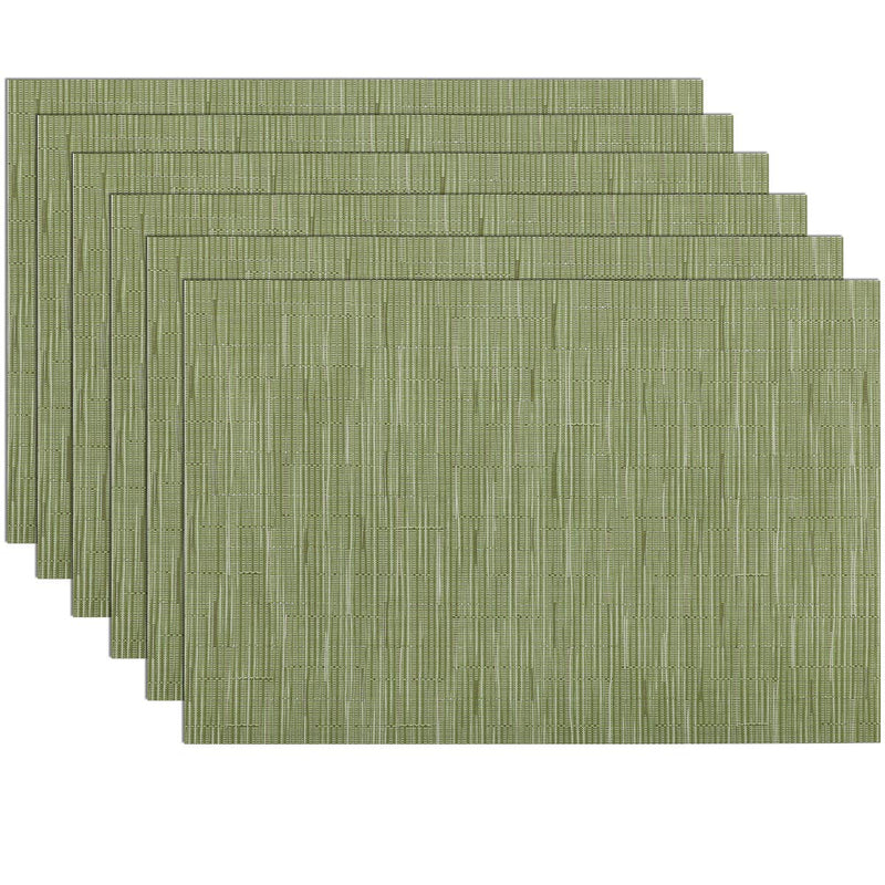 [Australia - AusPower] - SHACOS Placemats Set of 6 Woven Vinyl Place Mats for Dining Table Wipe Clean Non Slip Table Mats (6, Olive Green) 