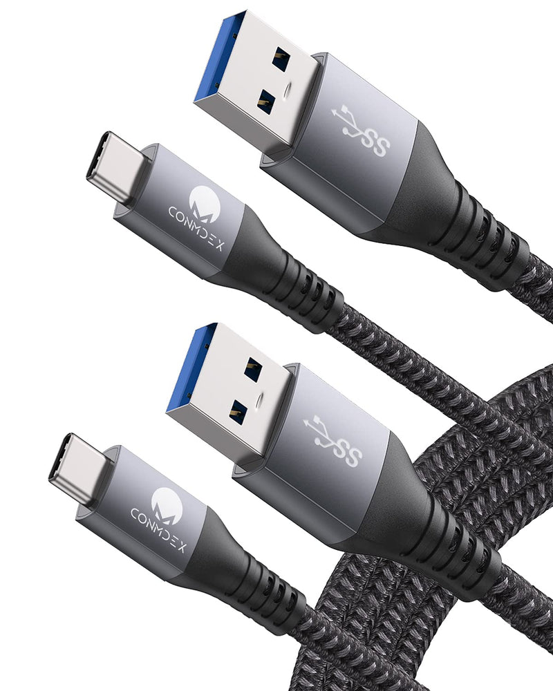 [Australia - AusPower] - [Upgrade] USB C Cable 10Gbps, CONMDEX (2-Pack) USB-C 3.1 Gen 2 USB-A Android Auto Cable, 3A Type C Charger Fast Charging Sync Data Transfer Cord for Samsung Galaxy S10/S9/S8 Note 9/8, LG V20, 3.3FT Grey 3.3ft+3.3ft 