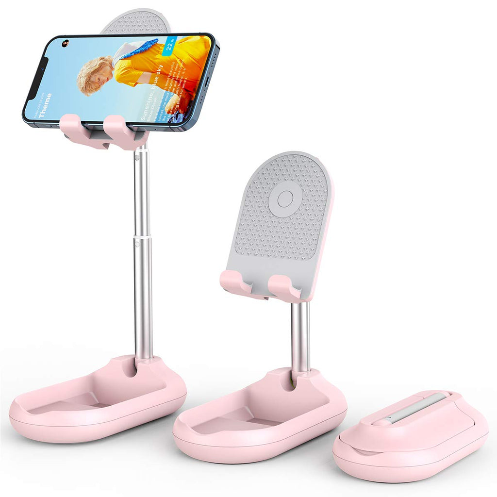 [Australia - AusPower] - Licheers Cell Phone Stand, Angle Height Adjustable Phone Stand Holder for Desk, Fully Foldable iPhone Stand Holder, Case Friendly Compatible with All Mobile Phone/iPad/Kindle/Tablet (Pink) PINK 