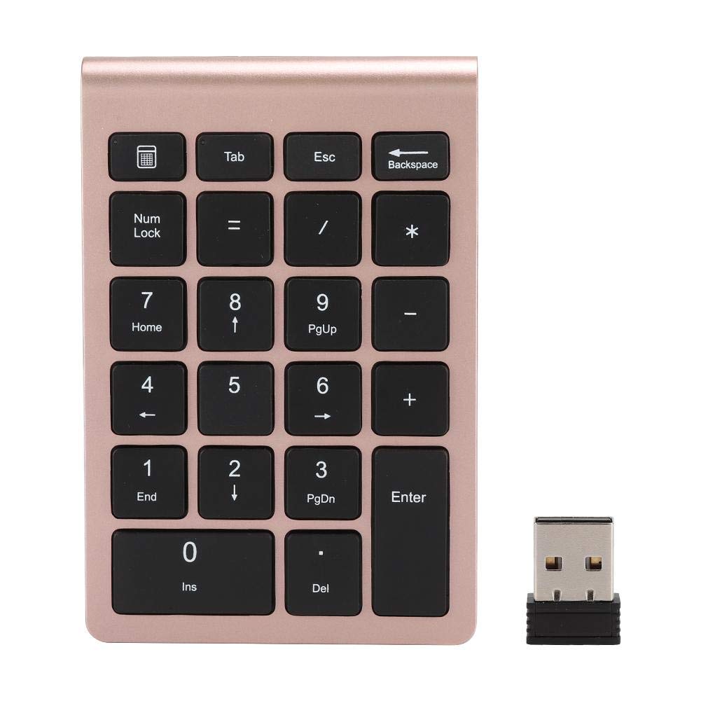 [Australia - AusPower] - Bluetooth Number Pad,Wireless Numeric keypad,Portable 22Keys Numeric Keyboard,USB 2.4G Wireless Mini Keyboard for Laptop Desktop, PC, Surface Pro,Notebook Rose gold 