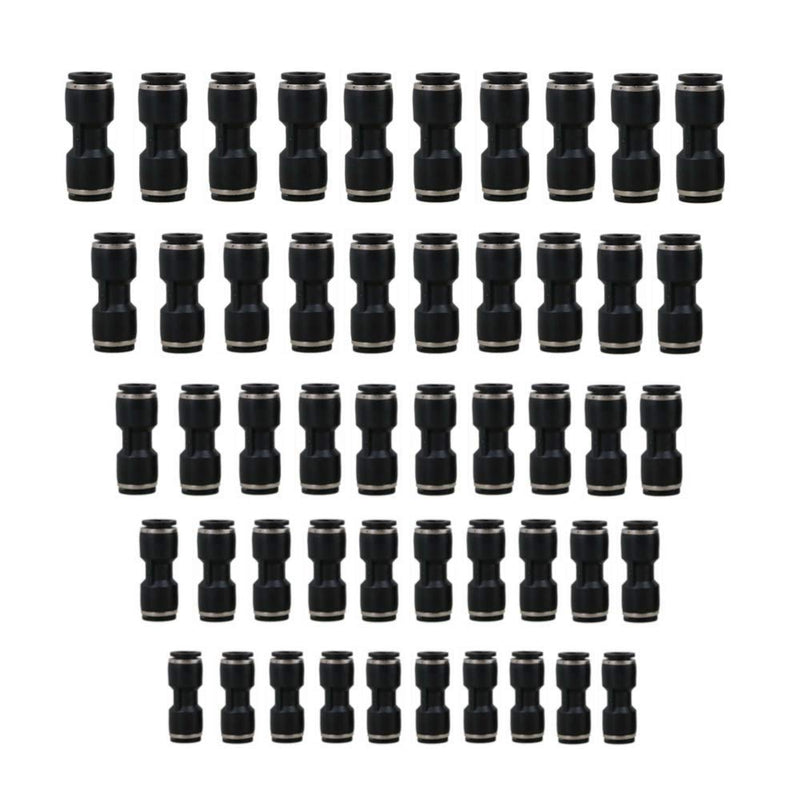 [Australia - AusPower] - Straight Push Connectors, Quick Release Plastic Push to Connect Fittings Tube Kit, 50 Pcs Black Air Line Fittings for 5/32 1/4 5/16 3/8 1/2 Tube 