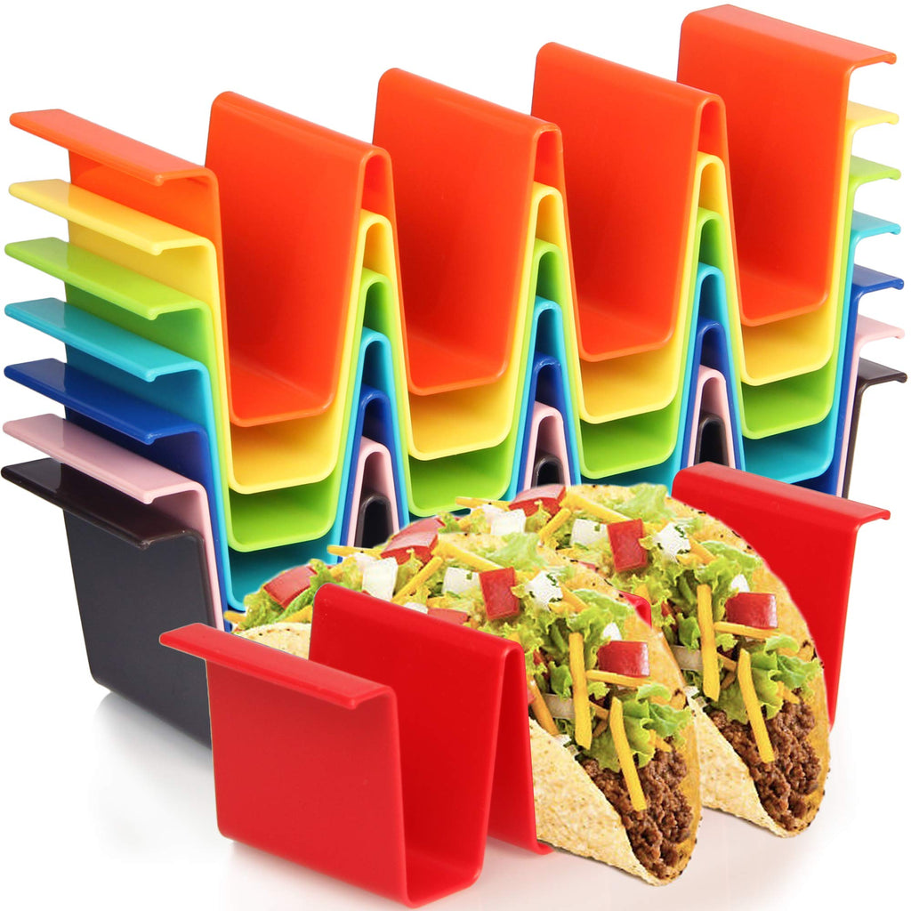 [Australia - AusPower] - Youngever 8 Pack Plastic Taco Holder Stand, Dishwasher Top Rack Safe, Microwave Safe, Set of 8 Assorted Colors (Rainbow) Rainbow 