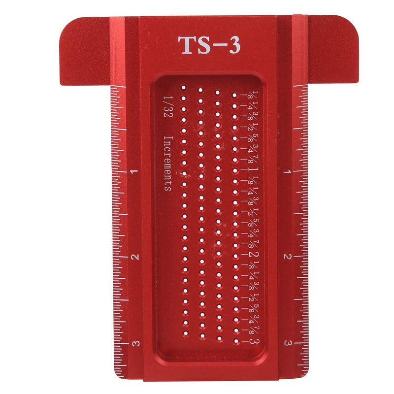 [Australia - AusPower] - Precision Marking T-Rule, Aluminum Alloy Hole Positioning Scribing Gauge Woodworking Measuring Tool(Red) 