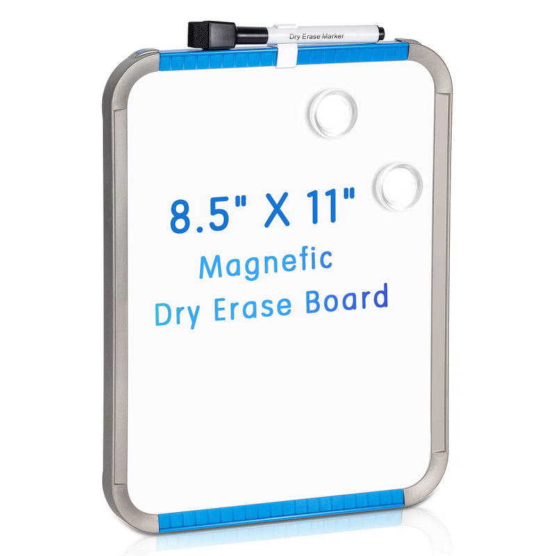 [Australia - AusPower] - Deli Magnetic Dry Erase Board, 8.5 x 11 Inches, Small White Board with Markers & Magnets for Refrigerator, Locker, Kids, Students, Blue Frame 