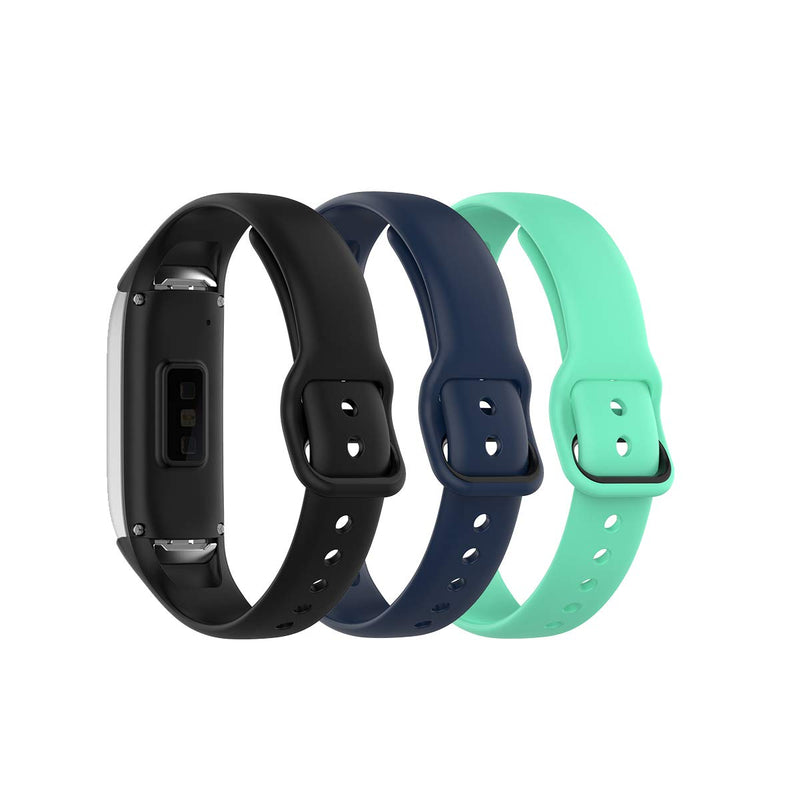 [Australia - AusPower] - TenCloud Bands Compatible with Samsung Galaxy Fit 2019, Fitness Band Sport Metal Secure Fastener for SM-R370 Smartwatch (Black-Nave-Teal) 