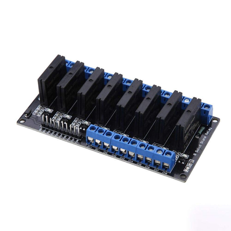 [Australia - AusPower] - 8 Channels Solid State Relay Module DC-AC Low Level Trigger Black with Fuse 