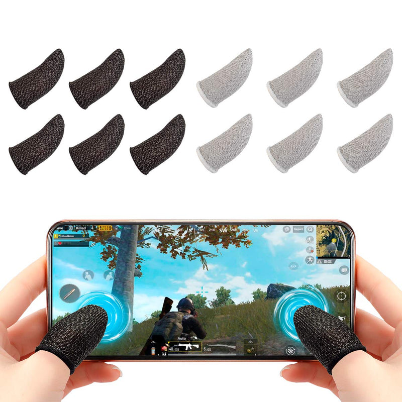 [Australia - AusPower] - Newseeg Mobile Game Finger Sleeve[12 Pack], [Thinner&Softer] Touch Screen Finger Sleeve Breathable Anti-Sweat Sensitive Shoot and Aim Keys for Rules of Survival/Knives Out for Android&iOS Black&White 