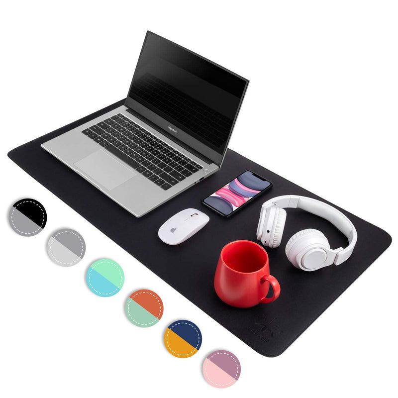 [Australia - AusPower] - Black/Gray Dual Sided PU Leather Desk Pad, 2021 Upgraded Sewing Laptop Mat, Waterproof Large Mouse Pad, Non-Slip Writing/Painting Mat Desk Blotter Protector for Office/Home 31.5"x15.8" (80x40cm) Black/Gray 