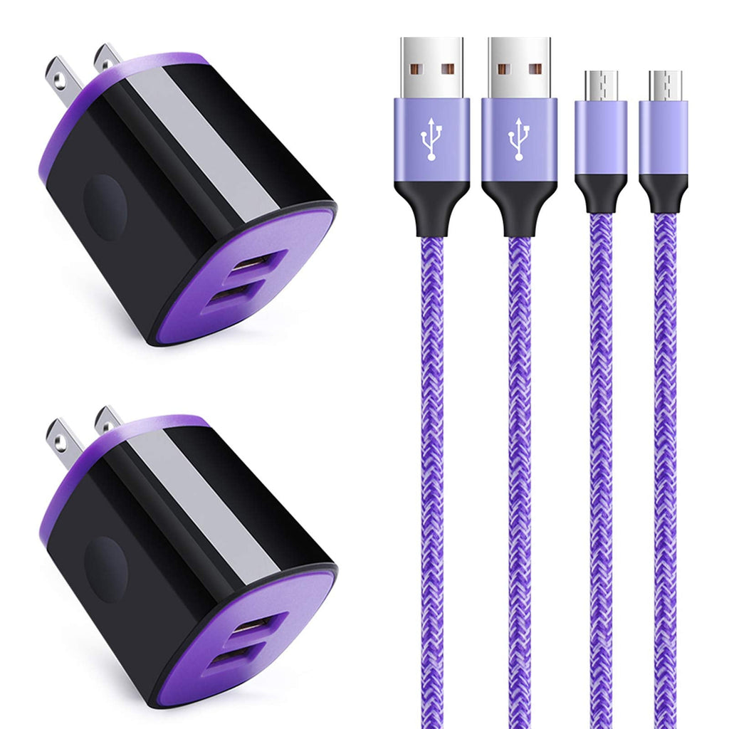 [Australia - AusPower] - Android Wall Charger Fast Charging Cable Micro USB Cord Compatible for LG Stylo 3 Plus/Stylo 2 V/K50 S/K40 S/K30/K20 V/K10/K9/K8/K7/K4/V10/Q6/G4/G3/Q60/W30/W10, LG Stylus 3/Stylus 2 Plus,LG G Vista 2 Purple 