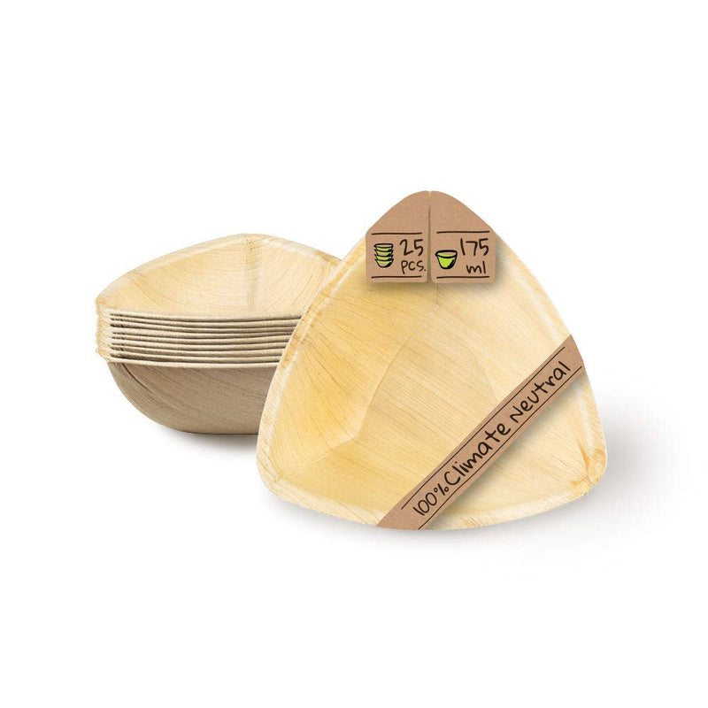 [Australia - AusPower] - BIOZOYG Palm Leaf Plates Tableware|25 Pieces Palm Plates|Biodegradable and Compostable Serving Bowls for Weddings, Parties, and Catering|Eco-Friendly & Compostable Dinnerware|5" Crystal Bowl 5" Crystal Bowl 