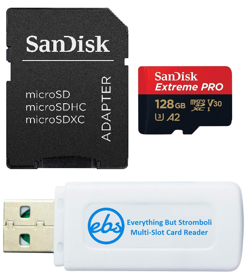 [Australia - AusPower] - SanDisk Extreme Pro 128GB V30 A2 MicroSDXC Memory Card for DJI Works with Mavic Air 2 Drone 4K UHD U3 Bundle with (1) Everything But Stromboli MicroSD Card Reader Class 10 128GB 