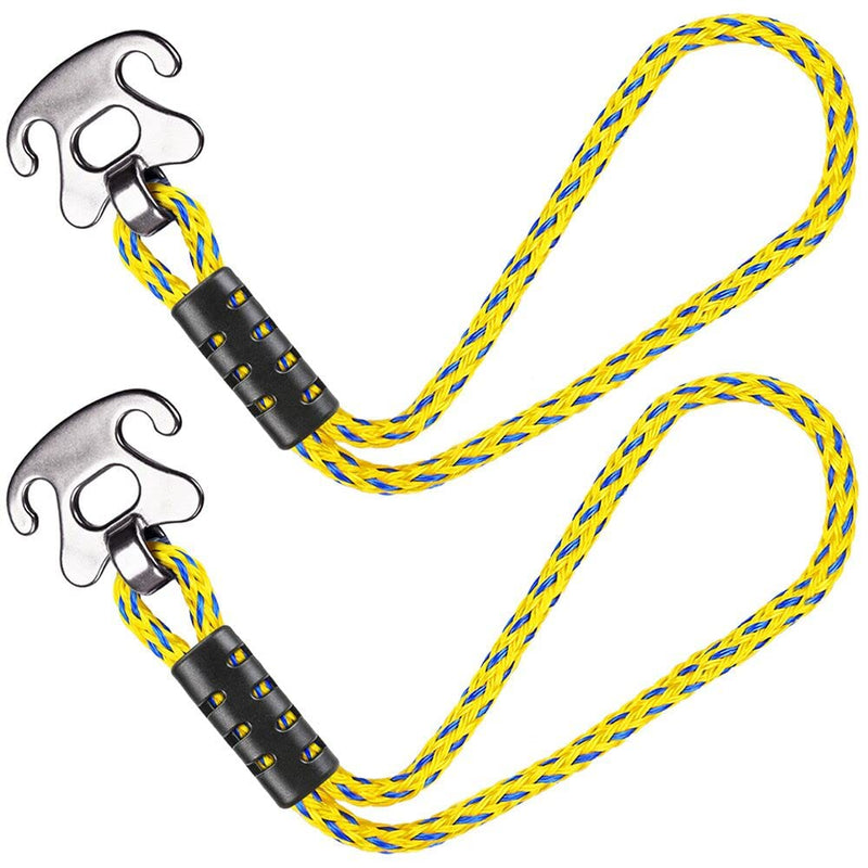 [Australia - AusPower] - SELEWARE Boat Tow Rope Quick Connector, Heavy Duty Towable Quick Connector, Tow Rope for Tubing with Stainless Steel Anchor Connector, Boat Water Sport Skiing Rope Line Attachment 18inch 18 Inch Yellow 1 