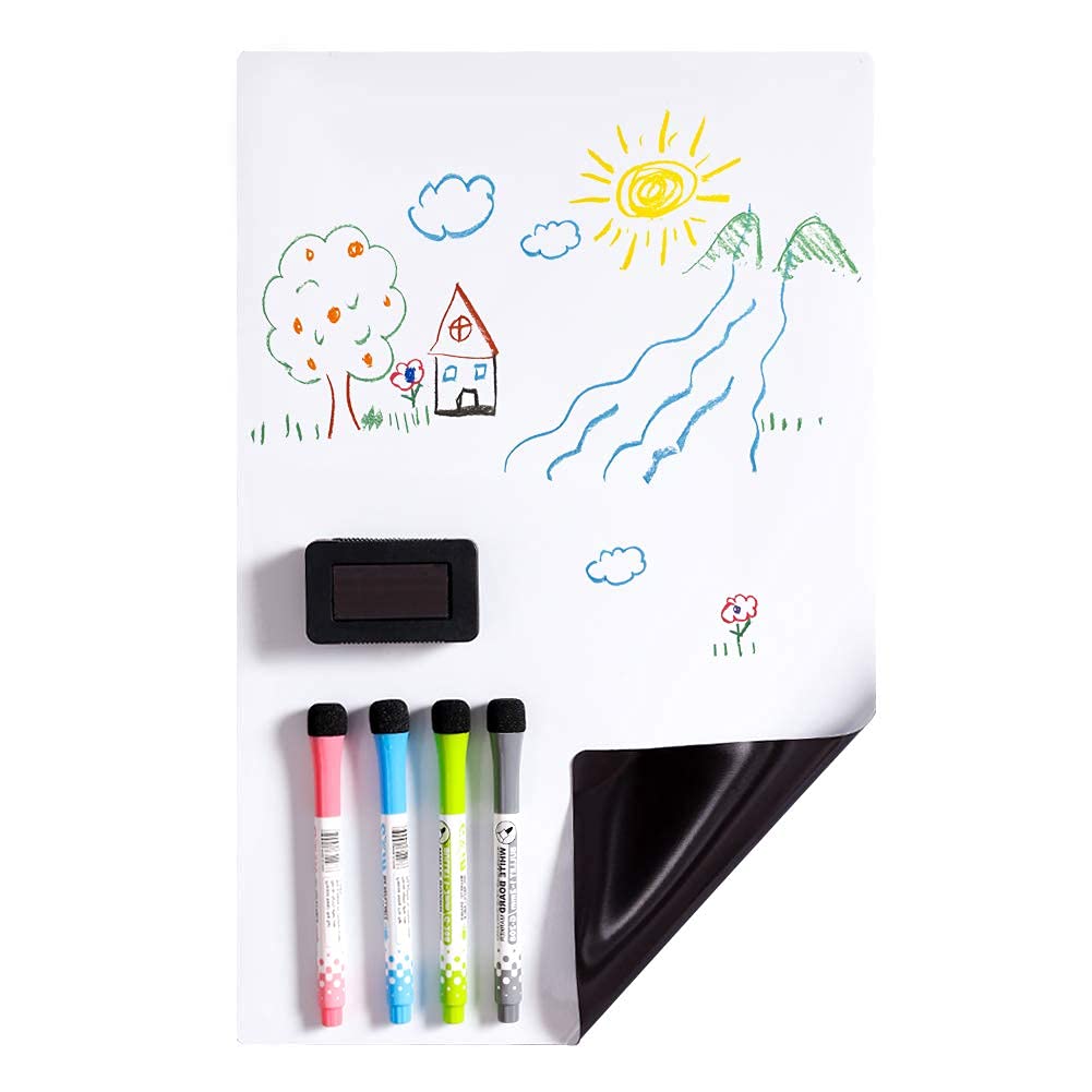[Australia - AusPower] - Magnetic Fridge Calendar Dry Erase White Board Sheet Meal Planners for Kitchen Refrigerator Menu Reminder Board with 4 Markers 1 Big Eraser Included(20X13 inches) 20X13 inches 