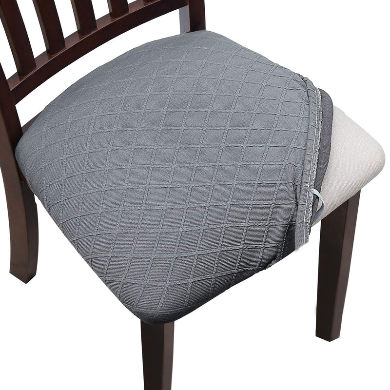 [Australia - AusPower] - YISUN Stretch Spandex Chair Seat Covers - Removable Washable Anti-Dust Dining Chair Seat Protector Cushion Slipcovers for Dining Room, Kitchen, Office (Set of 4, Light Gray) Pack of 4 