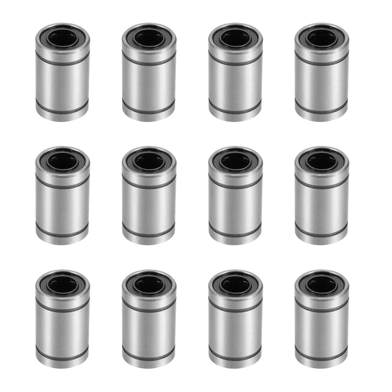 [Australia - AusPower] - 12 Pcs LM8UU Linear Ball Bearings, 8mm Bore Dia, 15mm OD, 24mm Length with Double Side Rubber Seal Great for CNC, 3D Printer 