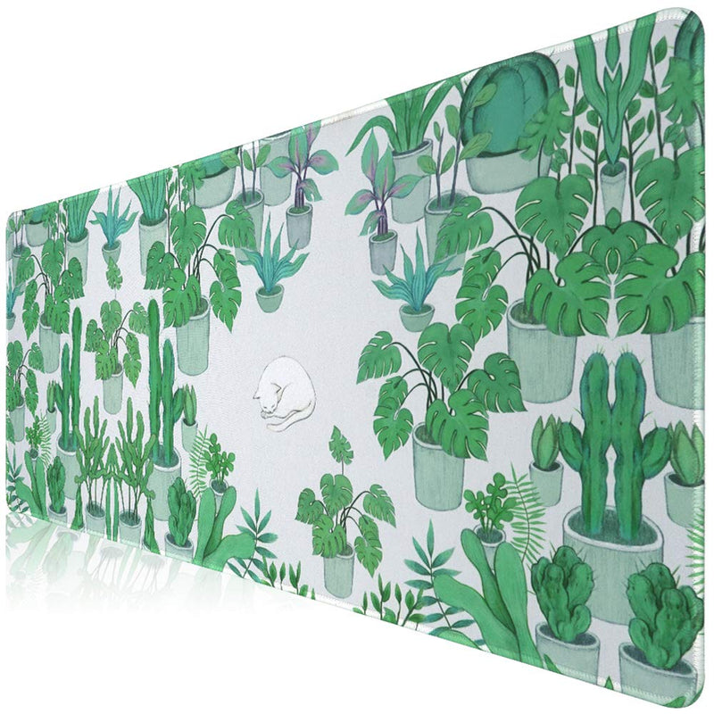 [Australia - AusPower] - Cute Large Mouse Pad, XL Gaming Mouse Pads, Big Extended Mousepad, Waterproof Desk Mat with Stitched Edge, Laptop Computer Keyboard Mat Desk Pad for Home Office, 27.6x11.8X0.12IN (Green Cactus) Green Cactus 