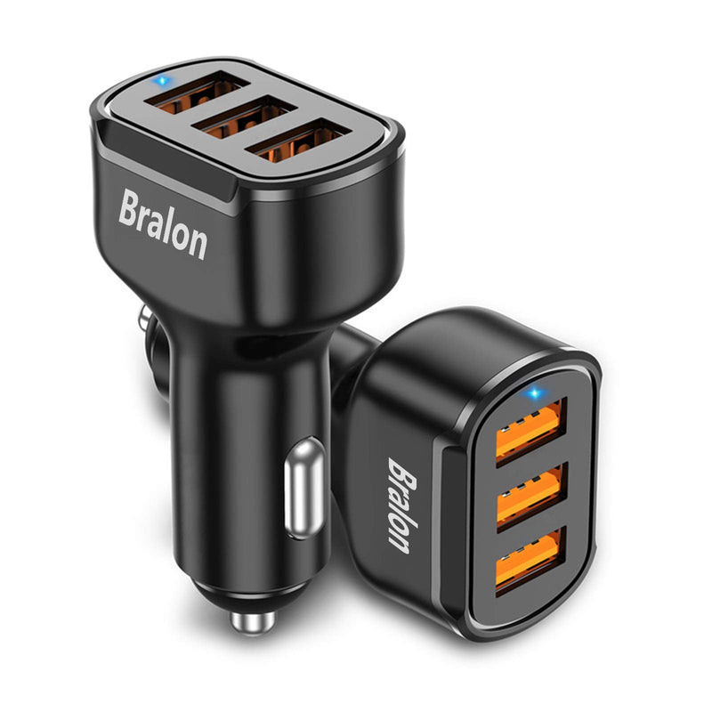 [Australia - AusPower] - USB Car Charger[2-Pack],Bralon 24W/4.8A 3-Port Fast Car Charger Smart Phone Car Charger Compatible with iPhone 11/11 Pro(Max)/XS(Max)/X/8 7 6 S Plus,Galaxy Note S10 S9 S8 S7 S6,iPad,Mp3&More Black-2Pack 