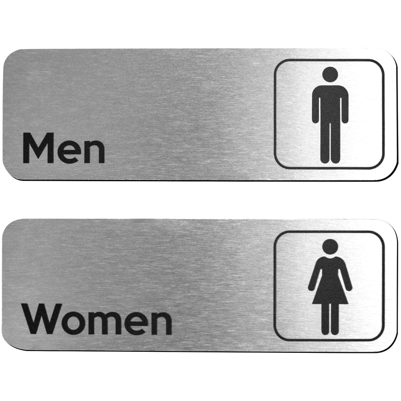 [Australia - AusPower] - Brushed Aluminum Restroom Signs (Set of 2) - Men and Women Modern Restroom Sign - Bathroom Sign Decor - Bathroom Door Signs - Restroom Signs for Business - Bathroom Signage 